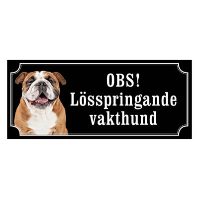 Engelsk bulldog gammaldags stil emaljskylt hund
