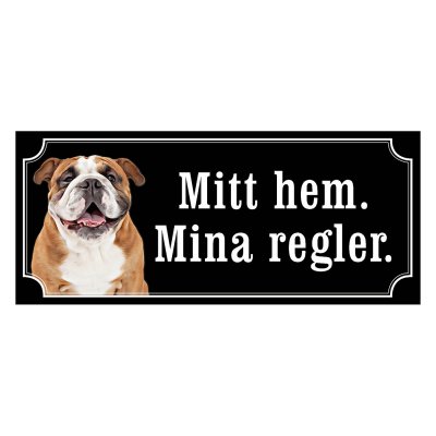 Engelsk bulldog gammaldags stil emaljskylt hund