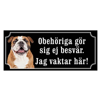 Engelsk bulldog gammaldags stil emaljskylt hund