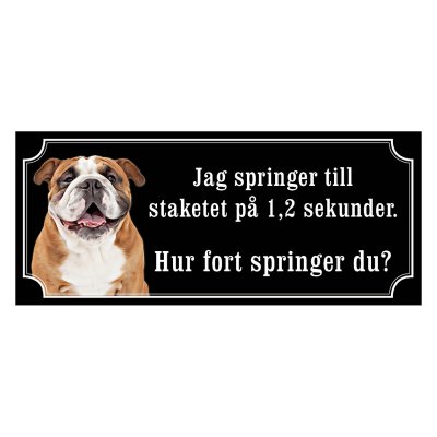Engelsk bulldog gammaldags stil emaljskylt hund