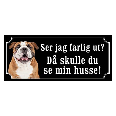 Engelsk bulldog gammaldags stil emaljskylt hund