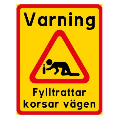 Skylt Fylltrattar korsar vägen rolig varningsskylt