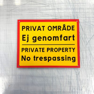 Fynd - Privat område, reflekterande aluminium