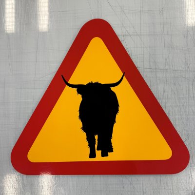 Fynd - Varningstriangel, Highland Cattle