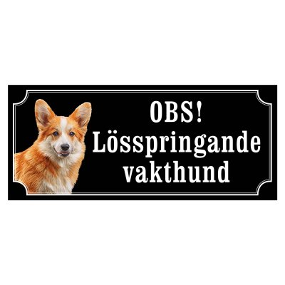 skylt klistermärke dekal welsh corgi varning för hunden gammaldags skylt fina hundskyltar hundskylt lösspringande vakthund