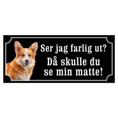 skylt klistermärke dekal welsh corgi varning för hunden gammaldags skylt fina hundskyltar hundskylt husse matte
