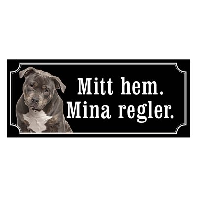 American bully grå/vit gammaldags stil emaljskylt hund