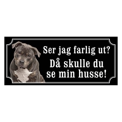 American bully grå/vit gammaldags stil emaljskylt hund