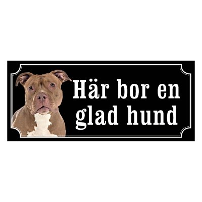 American bully brun/vit gammaldags stil emaljskylt hund