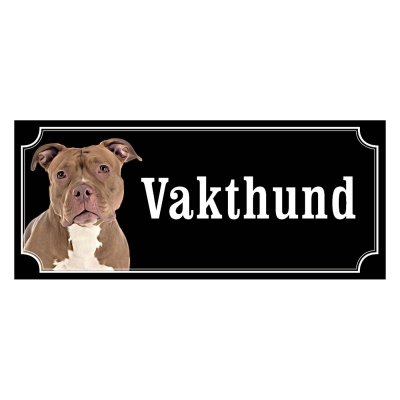 American bully brun/vit gammaldags stil emaljskylt hund