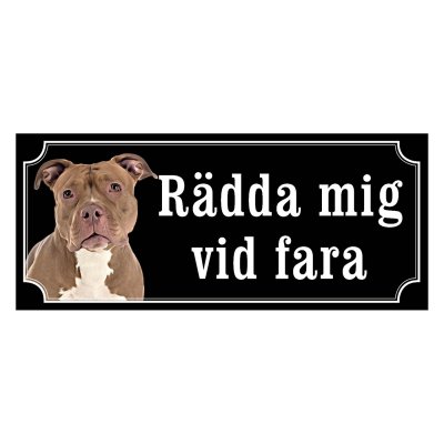 American bully brun/vit gammaldags stil emaljskylt hund