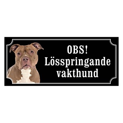 American bully brun/vit gammaldags stil emaljskylt hund
