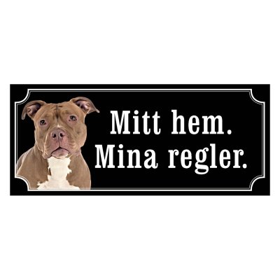 American bully brun/vit gammaldags stil emaljskylt hund