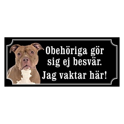 American bully brun/vit gammaldags stil emaljskylt hund