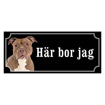 American bully brun/vit gammaldags stil emaljskylt hund