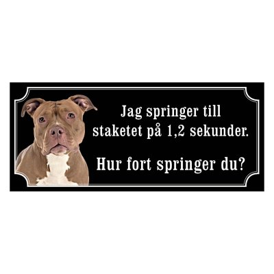 American bully brun/vit gammaldags stil emaljskylt hund