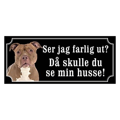 American bully brun/vit gammaldags stil emaljskylt hund