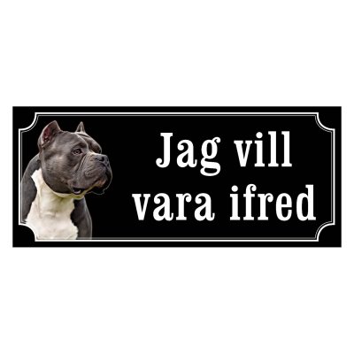 American bully mörkgrå/vit gammaldags stil emaljskylt hund