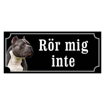 American bully mörkgrå/vit gammaldags stil emaljskylt hund