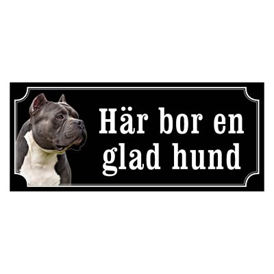 American bully mörkgrå/vit gammaldags stil emaljskylt hund