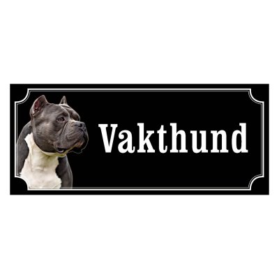American bully mörkgrå/vit gammaldags stil emaljskylt hund