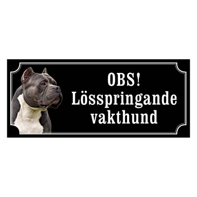 American bully mörkgrå/vit gammaldags stil emaljskylt hund