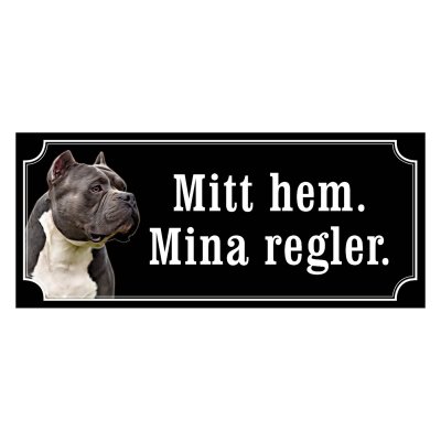 American bully mörkgrå/vit gammaldags stil emaljskylt hund