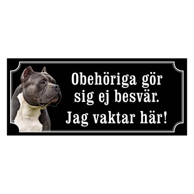 American bully mörkgrå/vit gammaldags stil emaljskylt hund