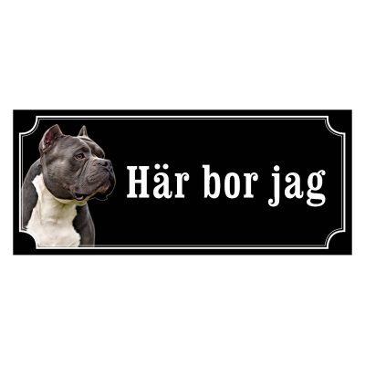 American bully mörkgrå/vit gammaldags stil emaljskylt hund