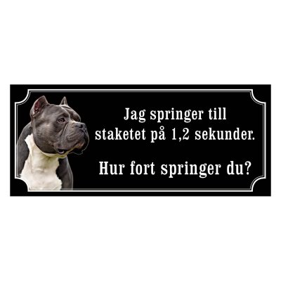 American bully mörkgrå/vit gammaldags stil emaljskylt hund