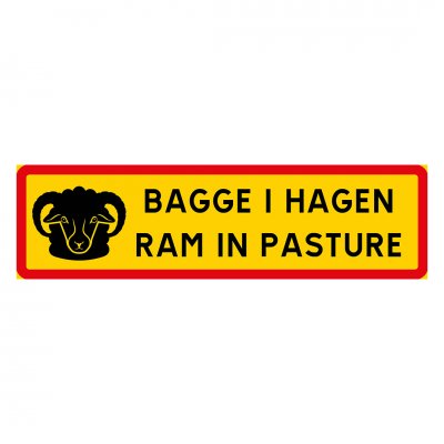 ram in pasture skylt bagge i hagen varningsskylt