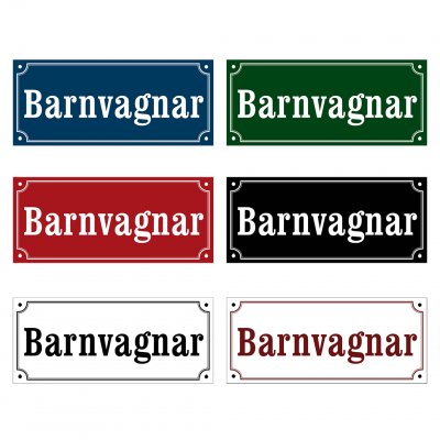 barnvagnar skyltar gammaldags stil emalj