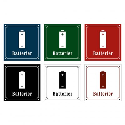 batterier skylt i gammaldagsstil emalj
