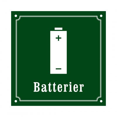 batterier skylt i gammaldagsstil emalj