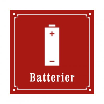 batterier skylt i gammaldagsstil emalj