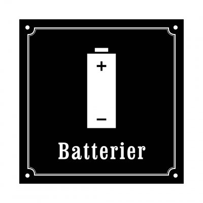 batterier skylt i gammaldagsstil emalj