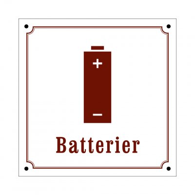 batterier skylt i gammaldagsstil emalj