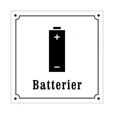 batterier skylt i gammaldagsstil emalj