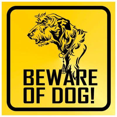 beware of dog skylt Beware of dog - Irländsk varghund irish wolfhound varning för hunden
