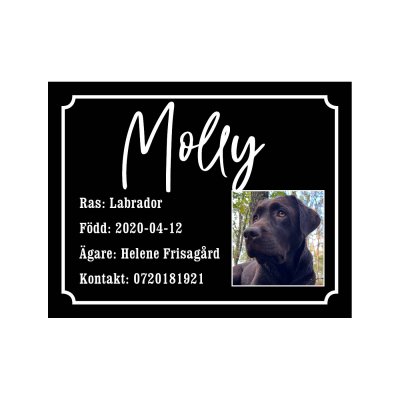 burskylt hundar hundbur skylt med bild på hunden bilskylt