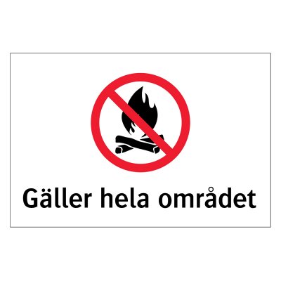 Eldningsförbud - Gäller hela området skylt