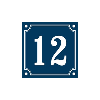 husnummerskylt i plåt emaljskylt gammaldags stil blå