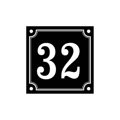 husnummerskylt i plåt emaljskylt gammaldags stil svart