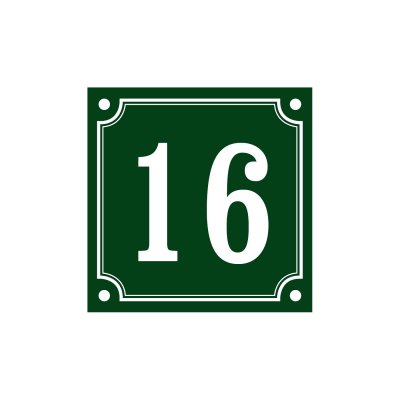 grön husnummerskylt i plåt emaljskylt gammaldags stil