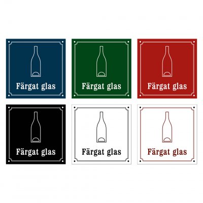 färgat glas skylt i gammaldagsstil emalj