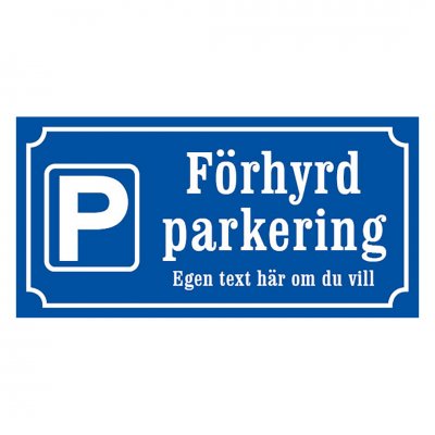 Förhyrd parkering - gammaldags stil - olika färger skylt parkeringsskylt snygg emaljskylt klarblå
