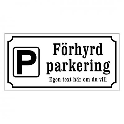 Förhyrd parkering - gammaldags stil - olika färger skylt parkeringsskylt snygg emaljskylt svart vit