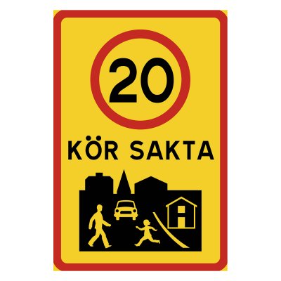Kör sakta skylt, 20 km/h