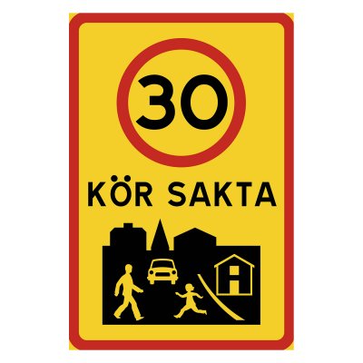 Kör sakta skylt, 30 km/h
