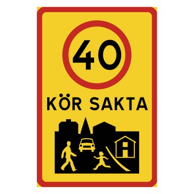 Kör sakta skylt, 40 km/h